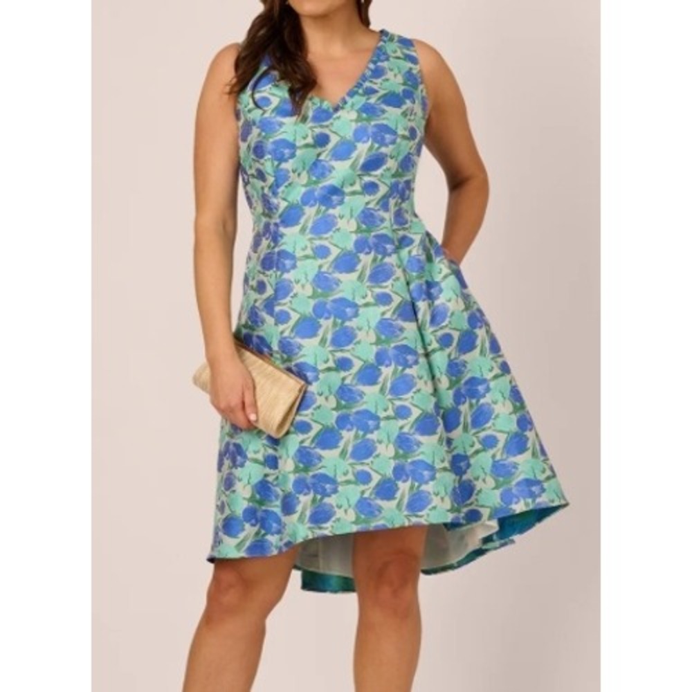 NWT Adrianna Papell Jacquard Fit & Flare Midi Dress